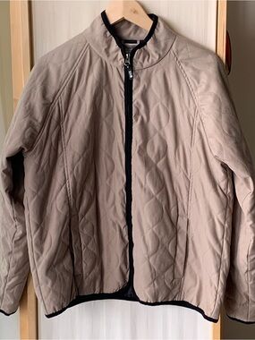 Women’s Quilted Cottage Core Bomber Jacket XL Beige